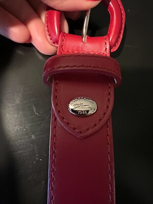 LONGCHAMP 赤 レザー ベルト NEW LONGCHAMP RED SILVER LOGO BUCKEL LEATHER BELT | eBay
