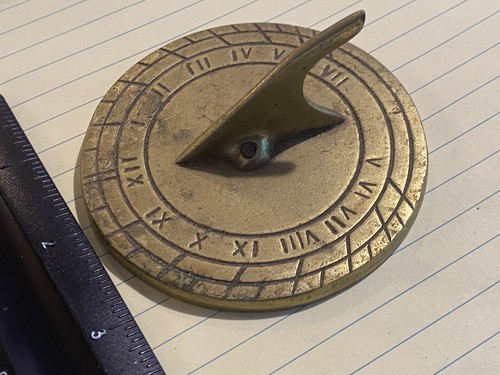ROUND BRASS SUB DIAL SIZE OF A MEDAL - LOOK! AGE UNKNOWN
