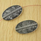 4pcs 37x22mm Hole Is 2mm Tibetan Silver Oblate Oval Spacer Beads H2429