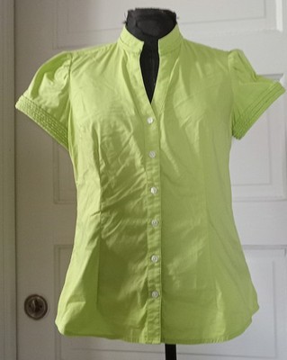 EXPRESS Design Studio Lime Green SS Button Up Shirt Blouse Top S