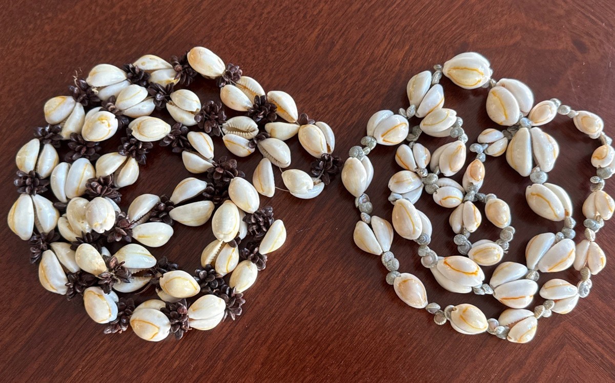 PAIR: MCM Authentic Aloha VTG Quality Cowrie Necklace Long & Wide-Hand Crafted