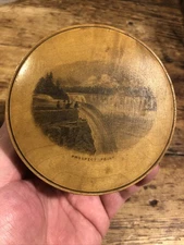 Antique J & P Coats Wooden Mauchline Thread Box Prospect Point Niagara Falls