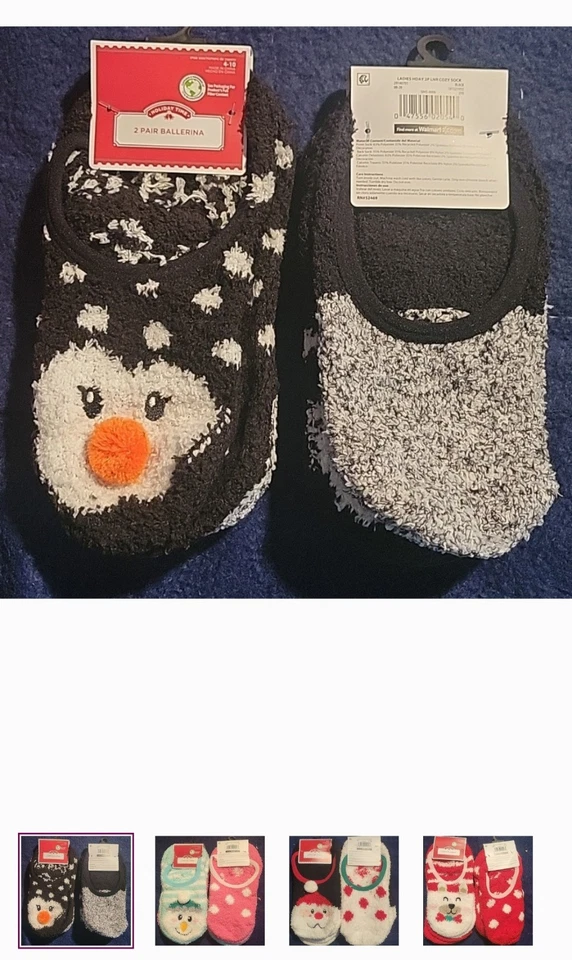 Navidad 5 Pks 2 Pares Por Pk Calcetines Bailarina Talla 4-10 Foto 2 de 4
