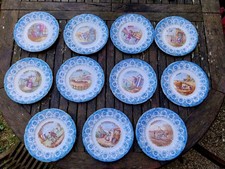 ASSIETTES A DESSERT ANCIENNES FAIENCE DE ST AMAND LES 12 MOIS DE L ANNEE 11/12 