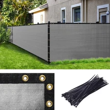 Amgo 4x25' Grey Fence Privacy Screen Heavy Duty Windscreen w/Binding Grommets