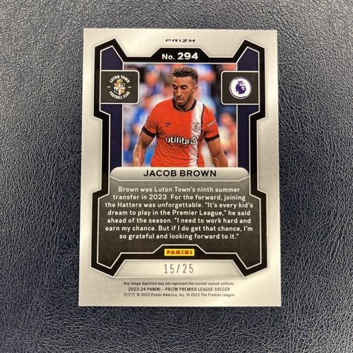 2023-2024 Panini Prizm RC Jacob Brown Purple Mojo /25 Luton Town - Picture 2 of 2