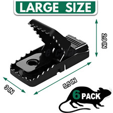 6 Pack Large Mouse Traps Killer Reusable Snap Trap for Rat Mice Gophers Chipmunk
