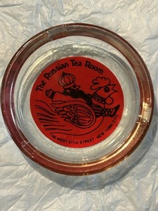 RUSSIAN TEA ROOM NYC VINTAGE GLASS ASHTRAY CIRCA 1955