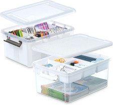 17 QT Plastic Storage Bins Clear Storage Box with Lids Multipurpose Stackable St