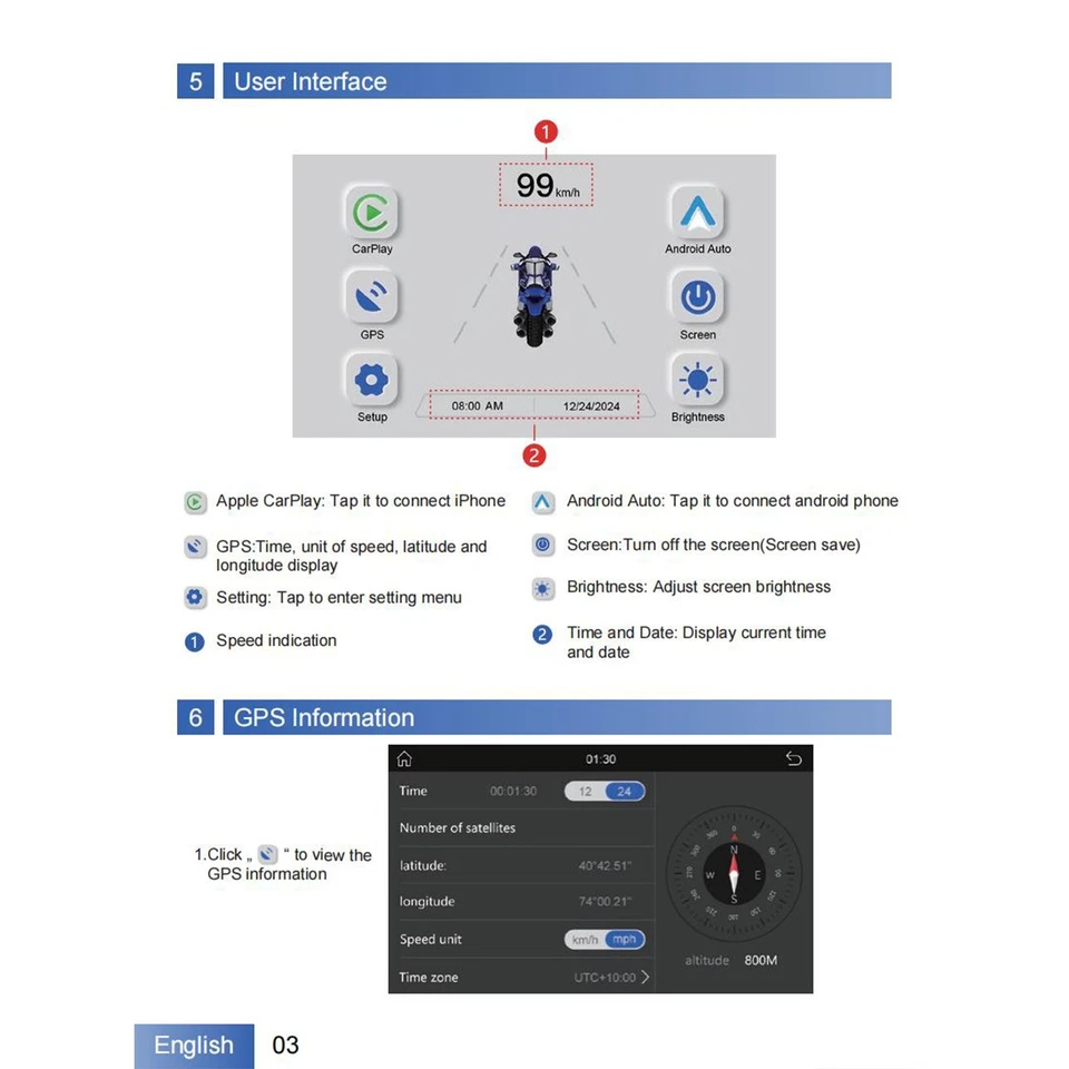 7in motorrad navigation screen für BMW w/carplay Android auto GPS IPX7 - Bild 4 von 4