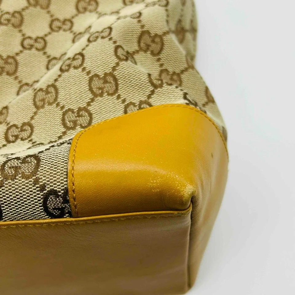 Bolso de Mano Gucci Lona Cuero Línea Jerez Gg Lona Amarillo Beige 127760 Foto 4 de 4