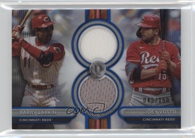 2024 Tribute Dual Relics Players Blue 43/150 Barry Larkin Joey Votto HOF 05x8