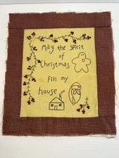 Completed Cross Stitch Unframed. May The spirit of christmas fill my house