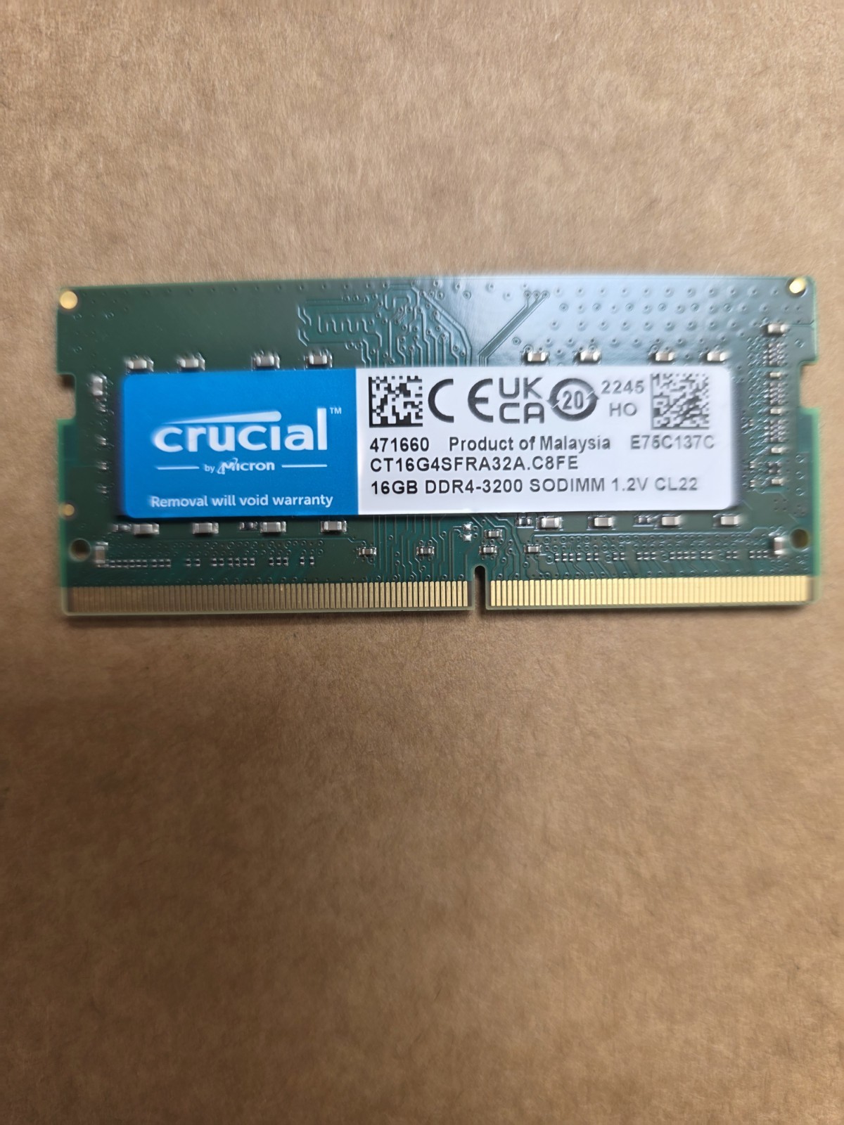 Crucial 16GB DDR4 3200MHz SODIMM Laptop RAM CL22 Memory CT16G4SFRA32A