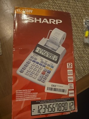 New Sharp EL1750V Printing Calculator 2 color printer AC/DC 12 digit
