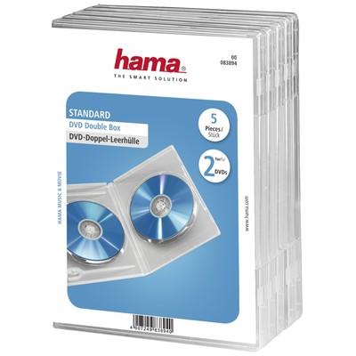 Hama DVD-Doppel-Leerhüllen Jewelcase Hülle Box 5er-Pack Aufbewahrung Transparent
