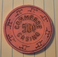Commerce Casino & Hotel Commerce, CA H&C Mold 0,50 jeton de poker pêche CG028685