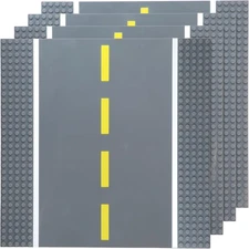 Strictly Briks 4 Pack City Road Plates, Classic Building Bricks Baseplates Strai