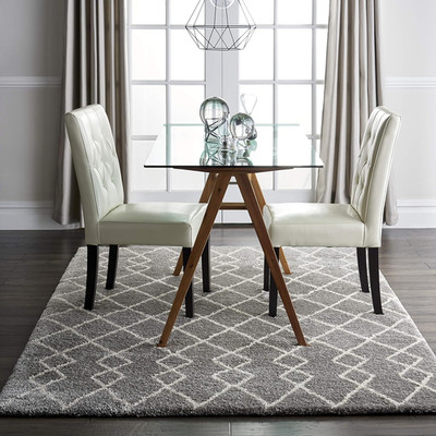 Nourish Your Space: Geometric Shag Moroccan Silver Area Rug 5'3'' x 7'3