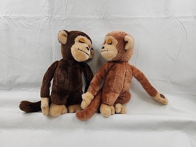 Dakin Hugging Monkey Plush Set Girl Boy Couple in Love Valentines VTG 11''