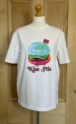 ACNE STUDIOS Unisex T-Shirt Enrik Burger weiß Logo neu ohne Etikett Brustumfang 38 Ins