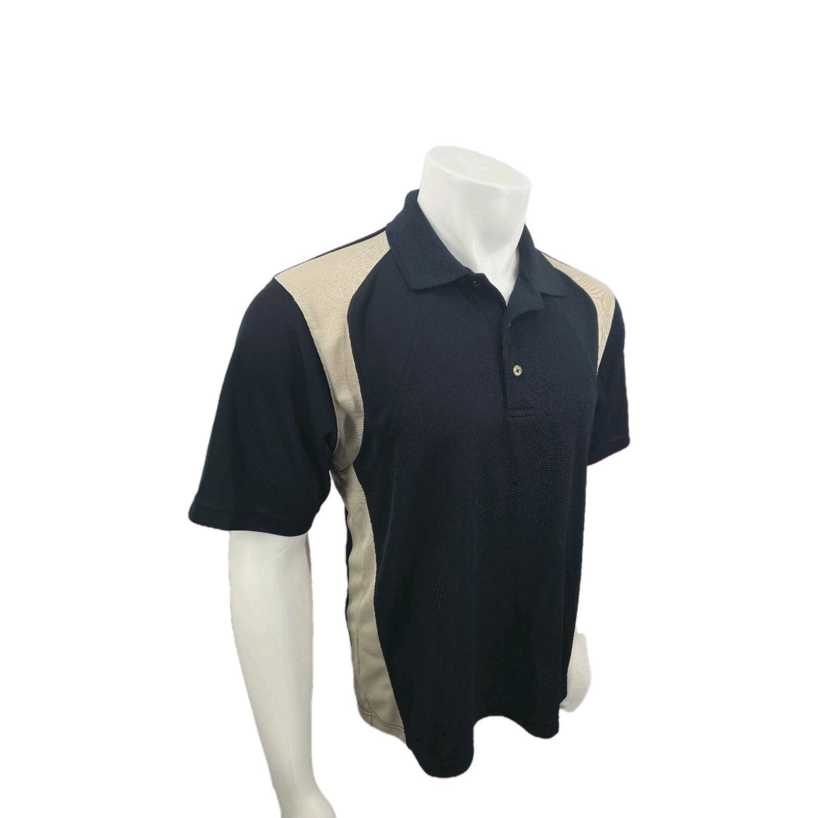 Grand Slam Men's Polos M Black & Tan Short Sleee 3 Button Closure