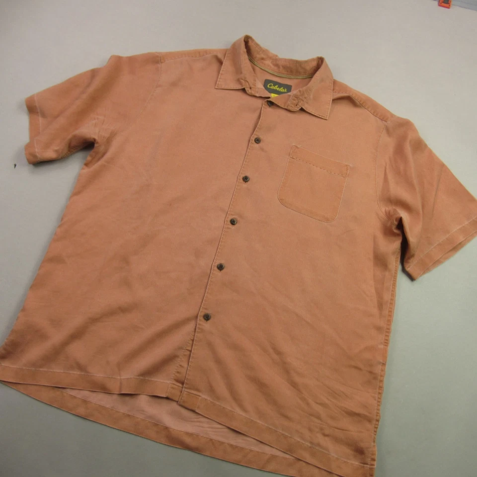 Camisa Cabelas Para Hombre XL Manga Corta Bolsillo Abotonado Informal Naranja Foto 2 de 4