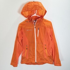 Columbia Windbreaker Jacket Womens Sz Small Full Zip Hooded Lightweight Orange