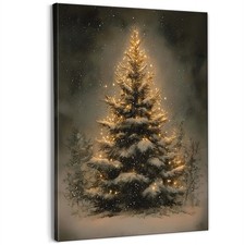 Vintage Festive Winter Christmas Tree Wall Art Decor,Farmhouse Christmas Seas...