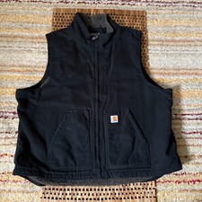 Carhartt Sherpa Lined Duck Canvas Full Zip Vest Black Men's Size XXL 2XL
