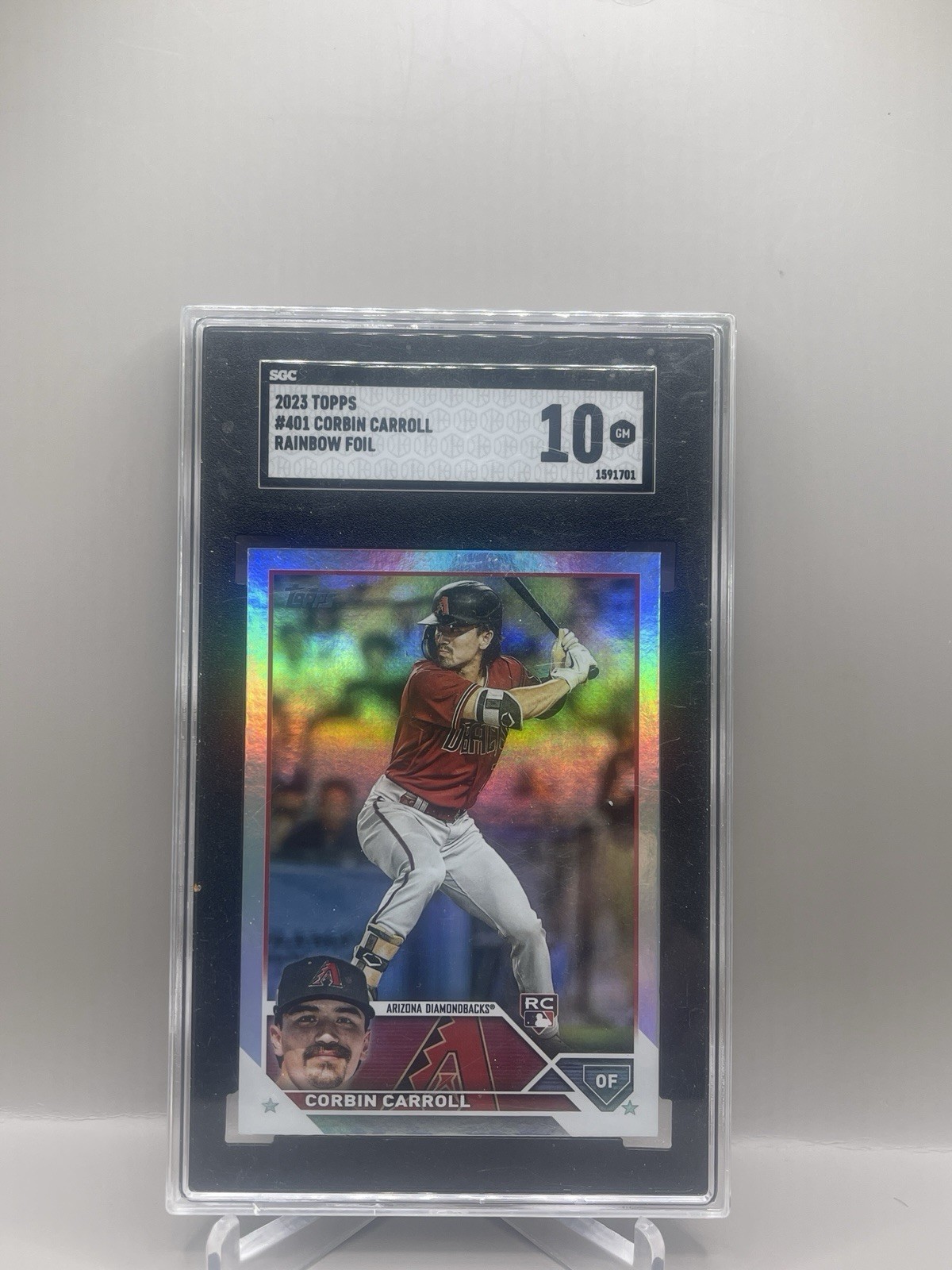 2023 Topps Corbin Carroll RC #401 RAINBOW FOIL SP Diamondbacks SGC 10