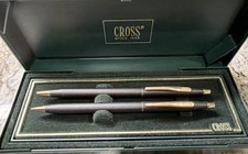 Cross Classic Black Pen Pencil Set Vintage with Box and Manual Model 250105