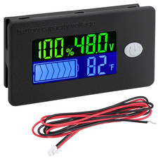 48V Golf Cart Battery Meter - LCD Display Lithium Battery Monitor 10-100V Volt M