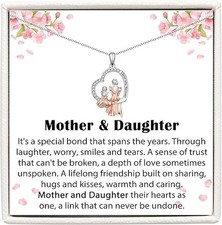 Gifts for Mom and Daughter, Mother and Daughter Heart Pendant Necklace Birthday