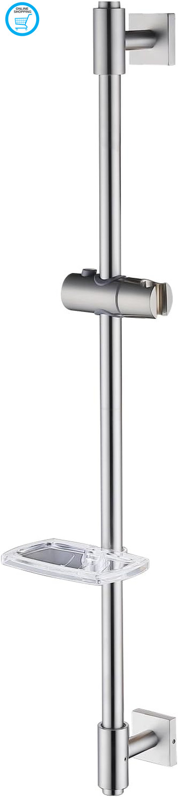 Shower Riser Rail 80CM, Wall Mounted Shower Slide Bar with Soap Dish Bracket Bru