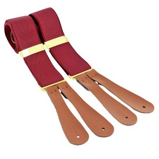 BRACES Wine 35mm Leather End Button-on . One size.  Retro, vintage style