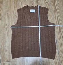 Jantzen Cable Knit Sweater Vest Womens Mens M Brown Vintage 70s Unisex Academia