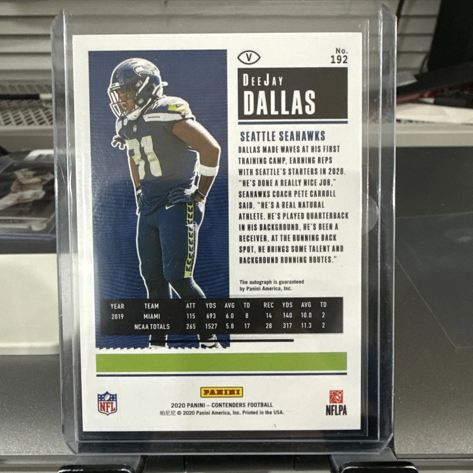 2020 Panini Contenders - Rookie Ticket Variation DeeJay Dallas #192 (AU, RC) - Image 2 of 2