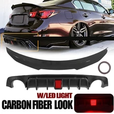 Fit 2018-2024 Carbon Fiber Infiniti Q50 Rear Bumper Diffuser & Rear Spoiler wing