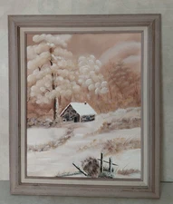 Oil Painting WINTER BLISS 16x20" by Carolyn Pueppka 1996 Framed 24.5x20.5"