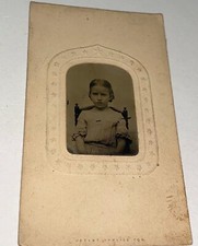 Antique Victorian American Civil War Era Adorable Little Girl Tintype Photo US