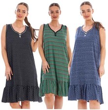 Womens Sleeveless Summer Dress Nightwear Casual Lounge Wear Cotton Blend UK