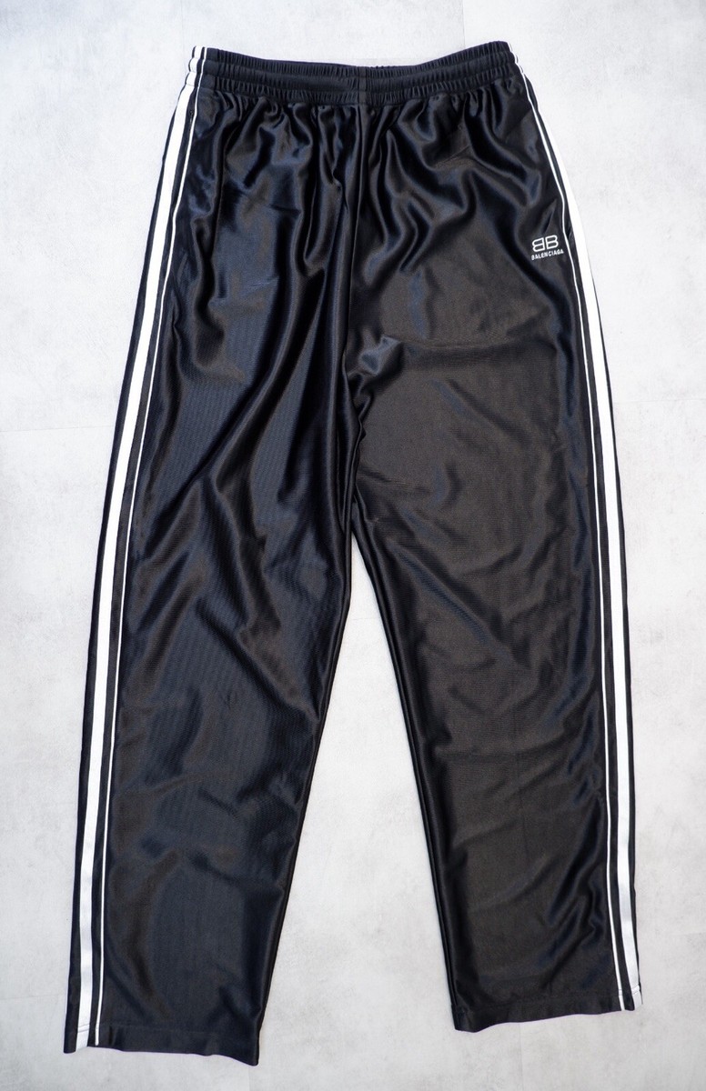 Balenciaga Womens Track Pants Joggers Size M L42.5” Black Straight