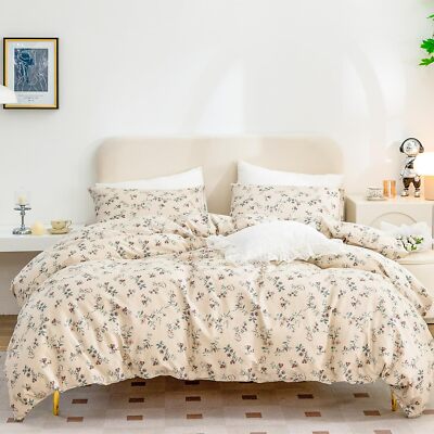 Floral Duvet Queen Set 100% Brushed Microfiber 3 Pieces Queen Floral Bedding ...