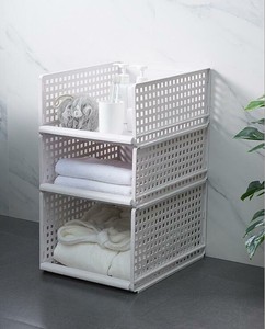 Storage Basket Racks Foldable Draggable Stacking Drawers Wardrobe