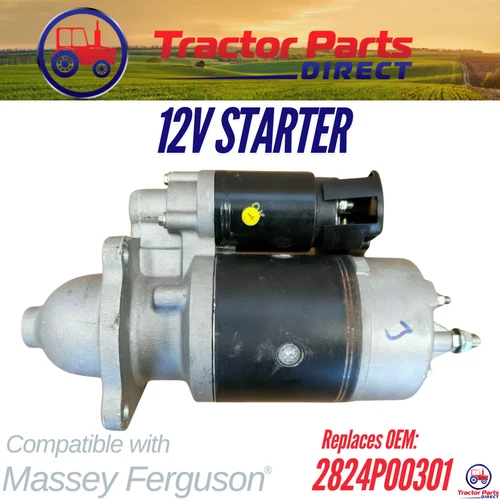 12V STARTER comp w Massey Ferguson® 2605, 2615, 2625, 2635 REPLC: 2824P00301