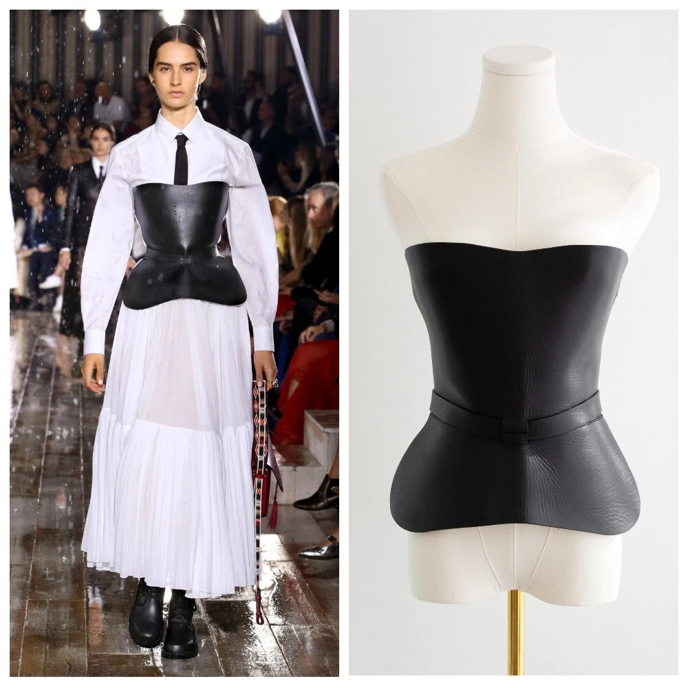 Haut corset bustier boucle cuir veau noir Dior Cruise 2019