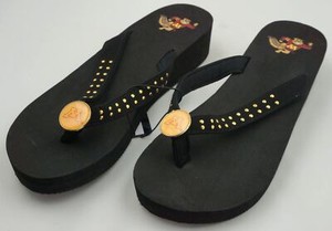 Minnesota Golden Gophers Flip Flops Women's XL 11 - 12 Black Shoes St181