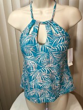 Juniors Raisins Wireless Halter Tankini M High Neck Swim Top Rosalie Island