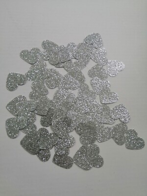 100 x Silber - Liebe Herzen - glitzernde glitzernde wasserdichte Aufkleber 16 x 11 mm